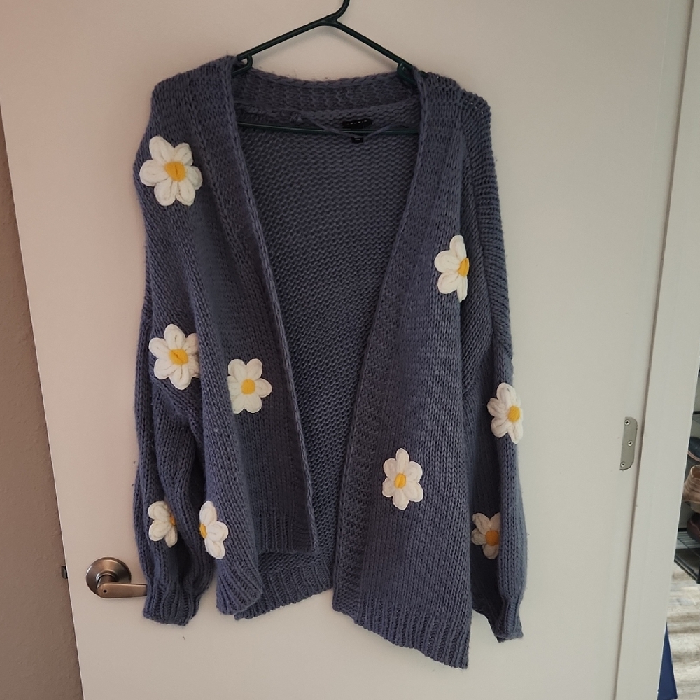 Torrid Purple Cardigan Sweater with Floral Design